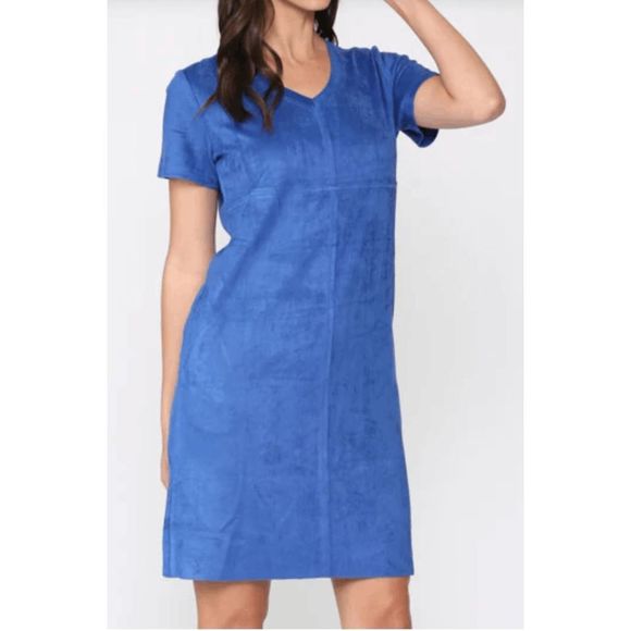 Anthropologie Joh NWT Audrey Suede Dress w/Pockets Cobalt Blue, Sz XL, MSRP $90 - Picture 1 of 9